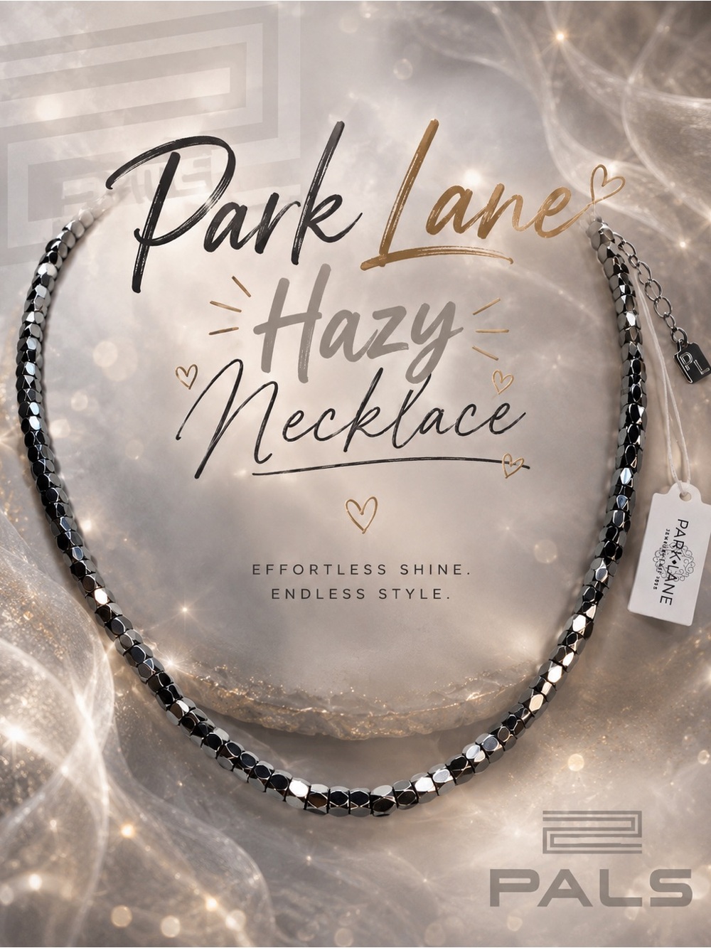 Park Lane Women’s Hazy Necklace Gunmetal Hematite Beaded Necklace NWT